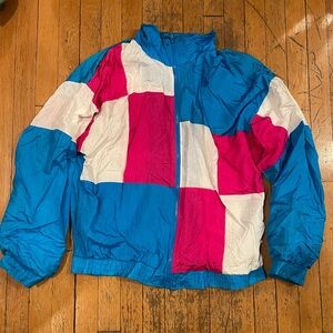 Racing / equestrian style windbreaker with checkered pattern